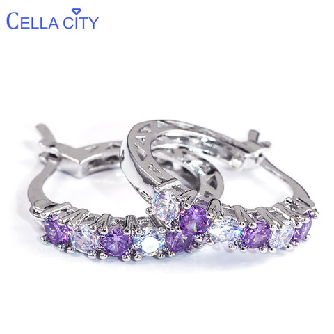 Cellacity Four Colors Choices Earrings for Women Silver 925 Jewelry with Gemstones Sapphire Emerald Amethyst Ruby Ear drops Gift ► Photo 1/6