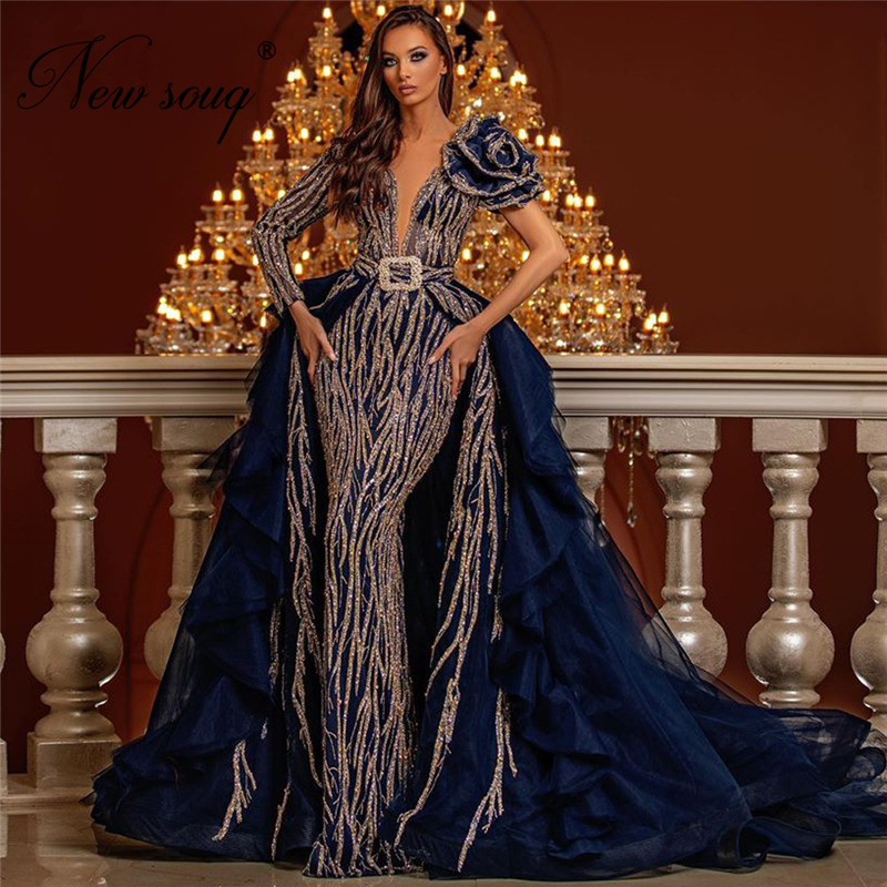 Dubai Navy Blue Glitter Evening Dresses Islamic Turkish Women Detachable  Skirt Party Gowns Arabic Prom Dress Robe De Soiree 2022 - Price history u0026  Review | AliExpress Seller - Newsouq Weddings u0026