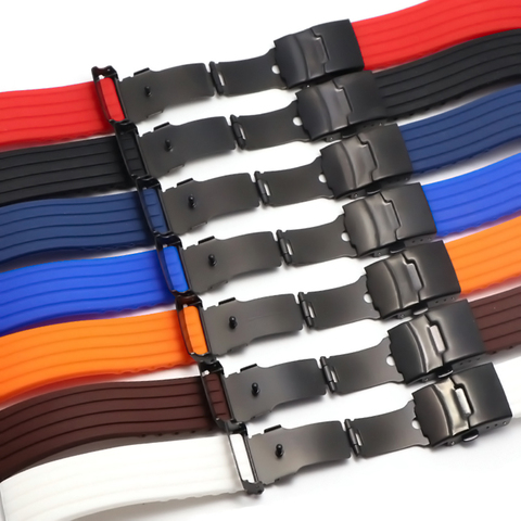 16mm 18mm 20mmwatch strap 22mm 24mm Universal Watch Band Silicone Rubber Link Bracelet Wrist Strap Light Soft For gear s3 huawei ► Photo 1/6