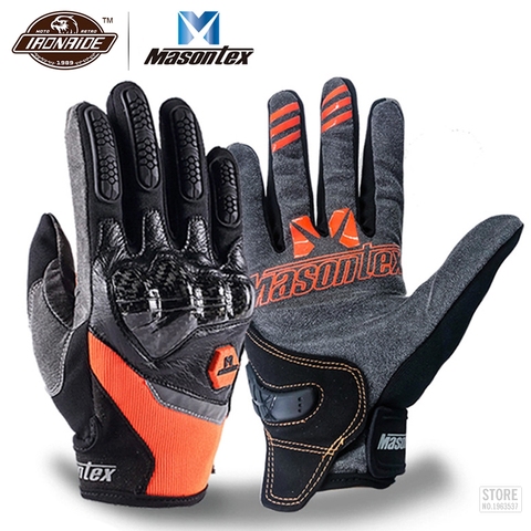 Masontex Carbon Fiber Motorcycle Gloves Full Finger Moto Motocross Glove Touch Screen Guantes Moto Breathable Motorbike Gloves ► Photo 1/6