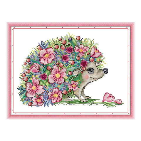 Beautiful hedgehog cross stitch kit aida 14ct 11ct count printed canvas stitches embroidery DIY handmade needlework ► Photo 1/1