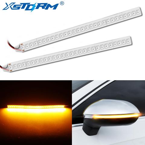 2Pcs Universal Car Rearview Mirror Turn Signal Lights Indicator Lamp Streamer Strip Flowing Dynamic Flexible Side Light Amber ► Photo 1/6