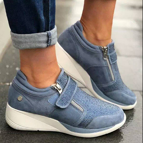 Wedges Shoes Woman Sneakers Zipper Platform Trainers Women Shoes Casual Lace-Up Tenis Feminino Zapatos De Mujer Womens Sneakers ► Photo 1/6