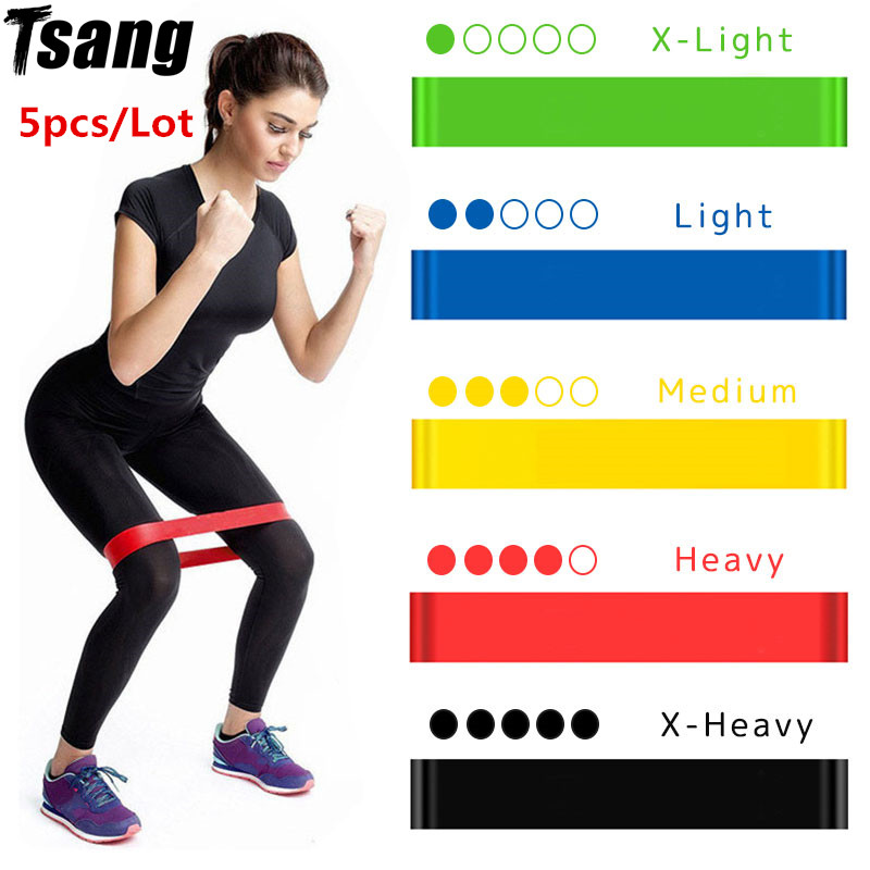 Yoga Resistance Bands Stretching Rubber Loop Exercise Fitness Equipment 5PCS