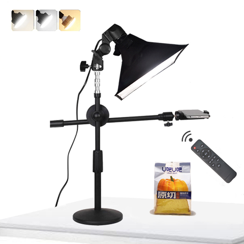 Phone Photography LED Lamp Fill Light+Boom Arm Bracket Stand Softbox Photo Studio Lighting Kits For Desktop Photo Video Shooting ► Photo 1/6