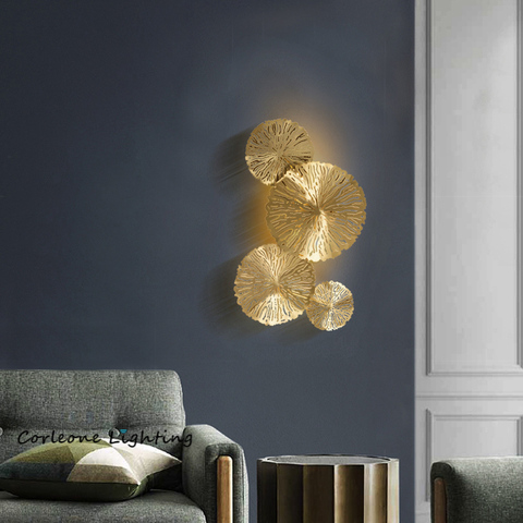 Nordic Luxury Wall Lamp Modern Lotus Leaf Art Wall Lights Bedside Lamp Living Room Wall Sconces Home Deco Light Fixtures G4 Bulb ► Photo 1/6