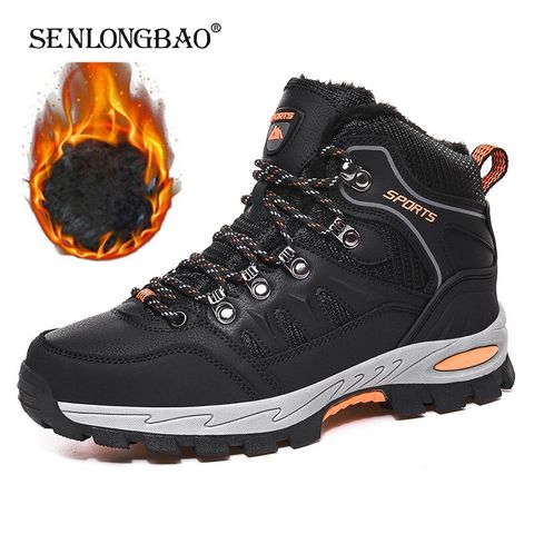 Brand Winter Men's Boots Plush Warm Men's Snow Boots Waterproof Men's Ankle Boots Breathable Handmade Outdoor Men Hiking Boots ► Photo 1/6