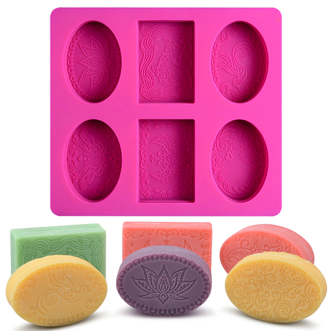 6 Cavity Rectangle Oval Silicone Soap Mold Handmade Soap Making Craft for Home Bathroom Soap Forms ► Photo 1/6