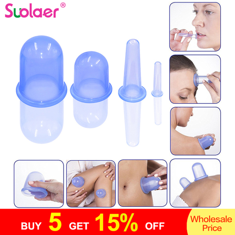 4 Color Silicone Body Cupping Cups Set For Face Neck Back Eyes Massage Vacuum Cans Anti-cellulite Massager Suction Cup Treatment ► Photo 1/6