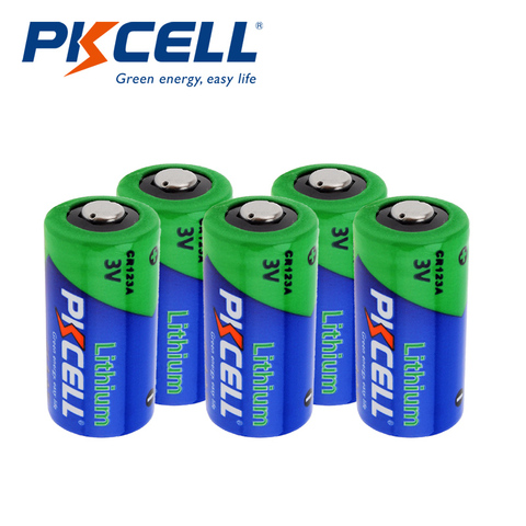 5Pcs Pkcell CR123A 3V Battery Lithium Li- MnO2 battery Equal CR123 123A CR17345 KL23a VL123A DL123A 5018LC EL123AP batteries ► Photo 1/6