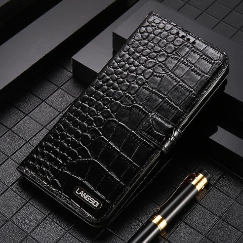 Genuine Leather Magnetic Phone Flip Case For iPhone 12 Pro Max 12 Mini 11 Pro Max X XS XR 6 6s 7 8 Plus SE 2022 Card Slot Cover ► Photo 1/6