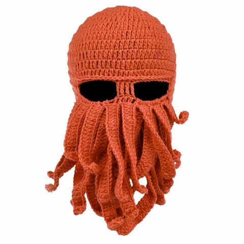 Men Women Creative Funny Tentacle Octopus Knitted Hat Long Beard Beanie Cap Balaclava Winter Warm Halloween Costume Cosplay Mask ► Photo 1/6