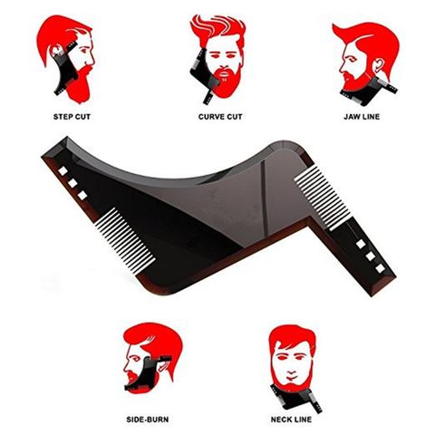 Hot 1PCS High Quality Beard Shaping Styling Template PLUS Beard Comb All-In-One Tool ABS Comb for Hair Beard Trim Template ► Photo 1/6