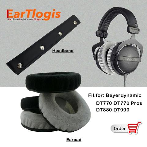 EarTlogis Velvet Replacement Parts for Beyerdynamic DT770 DT880 DT990 Pro Headset EarPads Bumper Headband Earmuff Cover Cushion ► Photo 1/6