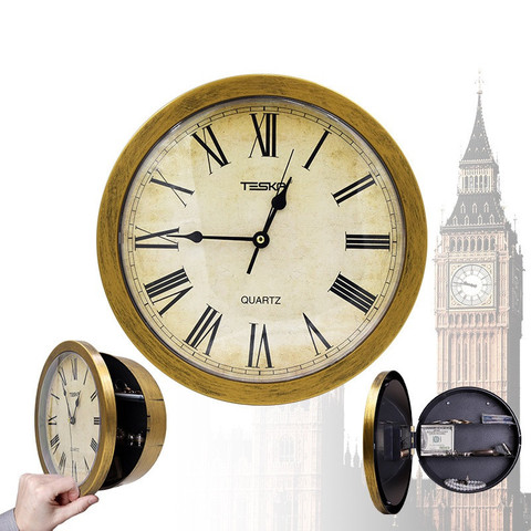 Gold Hidden Safe Wall Clock Retro Art Creative Storage Minimalist Imitation Metal Horloge Mural Living Room House Decoration ► Photo 1/6