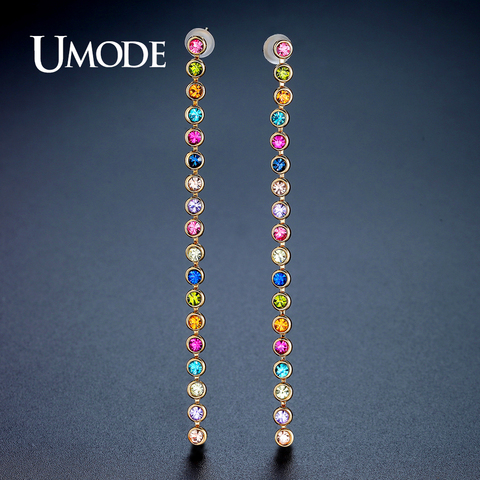 UMODE Colorful Australia Rhinestone Long Crystal Drop Earrings for Women Fashion Jewelry Pendientes Mujer Christmas Gifts UE0330 ► Photo 1/6