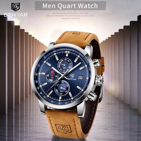 BENYAR 2022 New quartz men's watches Multifunction sport Wristwatch mens top brand luxury watch men military watch Reloj hombres ► Photo 1/6