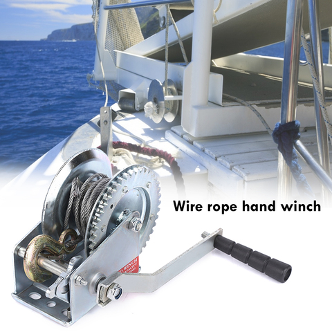 Mini Hand Winch Durable Practical Manual Winch Tool Equipment Wire Rope High Quality Hand Winch 800LBS ► Photo 1/6