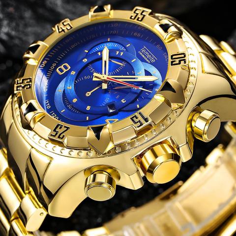 Temeite Men's Watch Luxury Gold Watch Men Big Dial Quartz Waterproof Watch Stainless Steel Man Clock Auto Date Relogio Masculino ► Photo 1/6