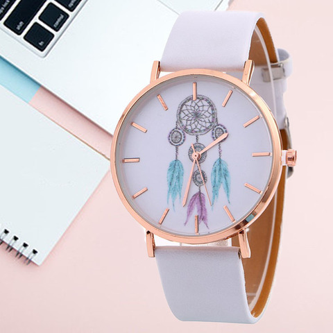 2022 New Ladies Fashion Casual Watches Dream Catcher Leather Strap Belt Quartz Watch for Women Student Dress Clock ► Photo 1/5