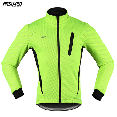 ARSUXEO Men's Thermal Cycling Jacket Winter Warm Up Fleece Bicycle Clothing Windproof Waterproof Sports Coat MTB Bike Jersey 16H ► Photo 1/6