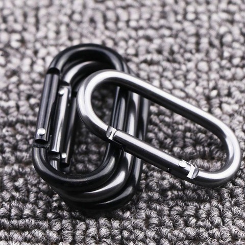 5Pcs Black Oval Hanging Metal Buckle Spring Keychain Clip Hook  Carabiner Hanging Buckle Hook for Camping Fishing Hiking ► Photo 1/6