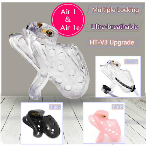 2022 New Air 1 Super Breathable Male Chastity Cage With Electric Shock Device and Multiple Locks ► Photo 1/6
