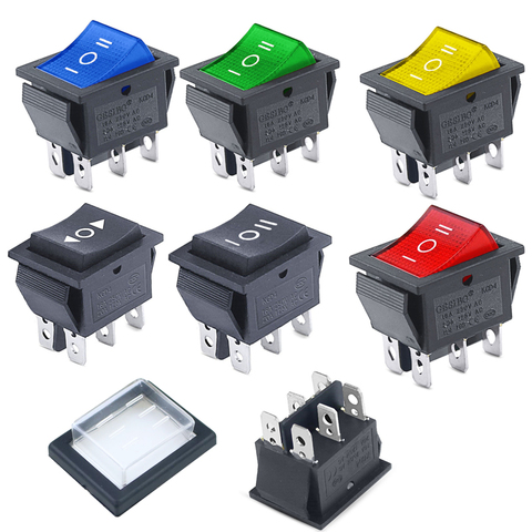 KCD4 1PCS Rocker Switch Power Switch ON-OFF-ON 3 Position 6 Electrical equipment With Light Switch 16A 250VAC/ 20A 125VA ► Photo 1/6