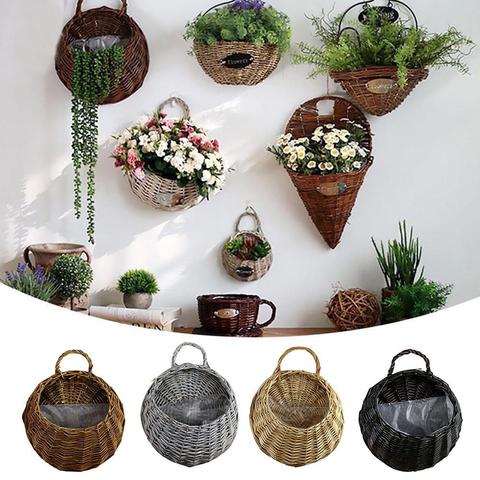 Buy Online Plant Weave Wall Hanging Flower Basket Large Size Handmade Willow Rustic Rattan Birds Nest Flowerpot Home Decoration Pot Baskets Alitools