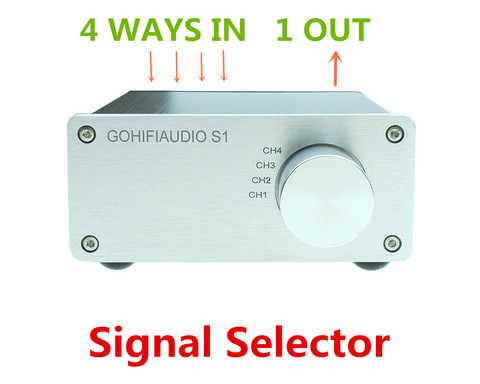 signal splitter 4 IN 1 OUT audio rca connector signal selector Source Selector HIFI input rca cable switcher schalter boX ► Photo 1/4