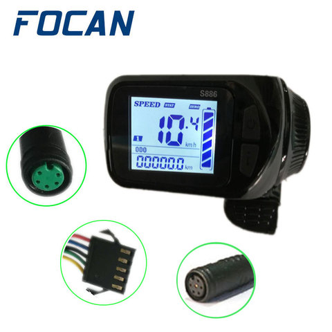 FOCAN 24v 36v 48v Adjust S886 Ebike  LCD Display Panel Thumb Throttle Electric Bicycles Scooter ► Photo 1/2