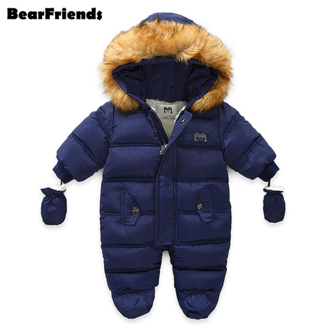 New Born Baby costume rompers Winter Toddle Jumpsuit Hooded Inside Fleece Girl Boy Clothes Autumn Overalls Children Outerwear ► Photo 1/6