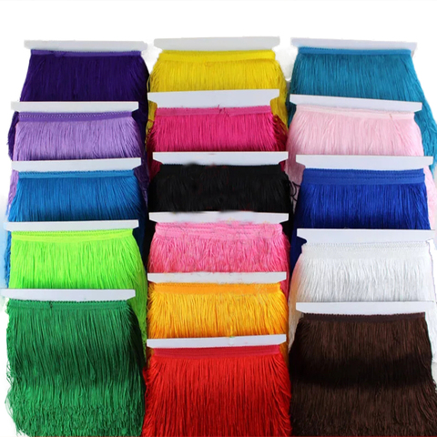 1 yards 20cm Long Fringe Lace Tassel Polyester Lace Trim Ribbon Latin dance skirt curtain  fringes for sewing DIY Accessories ► Photo 1/6