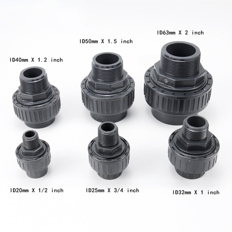 UPVC Union Pipe Fittings Union Water Pipe Connector Plastic Tube Adapter Garden Plant Irrigation Accessories 1 Pcs ► Photo 1/6