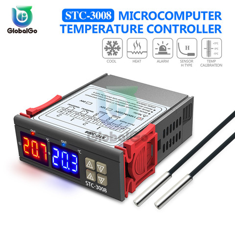 Digital Thermometer Thermoregulator Temperature Controller NTC Sensor AC 110-220V STC-1000 3000 3008 3018 DST1020 MH1210W Smart Thermostat Incubator For Industrial Agriculture ► Photo 1/6