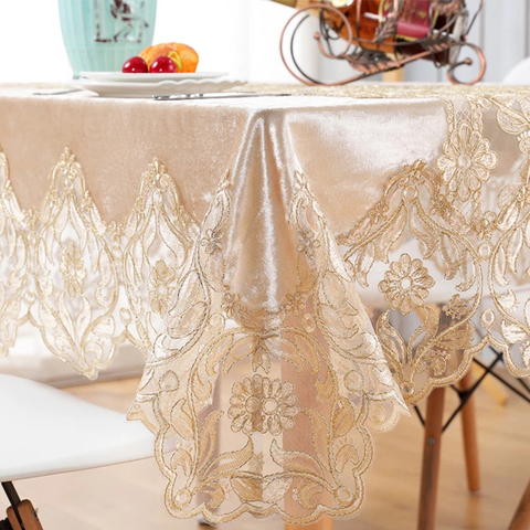 European High-Grade Velvet Table Cloth Rectangular Round Square Embroidery Tablecloth Coffee Tea TableCover Home Decor Towels ► Photo 1/6