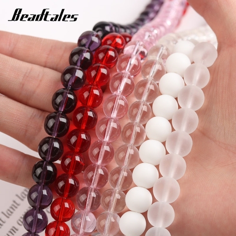 Beadtales 4/6/8/10/12mm Natural Glass Stone beads Round Multicolor Loose beads For Jewelry DIY Making Bracelet Accessories 15