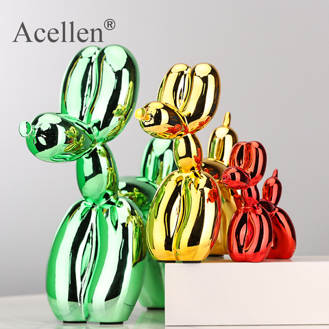 Animals Figurine Resin Cute Shiny Balloon Dog Shape Statue Art Sculpture Figurine Craftwork Home Decor with Antiskid Mat Lucky ► Photo 1/6