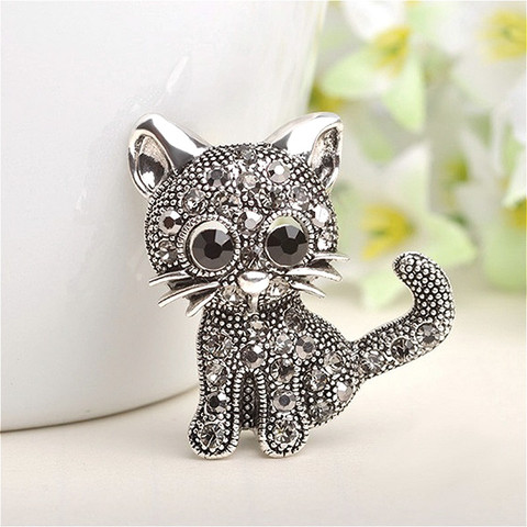 Cute Cat Brooch Clothing Pin Garment Women Suit Clips Antique  Party Pin Black Animal Brooch for Women Jewelry Accessories ► Photo 1/6