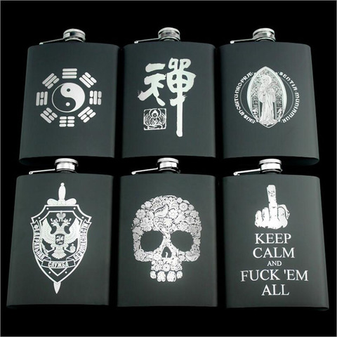 8 Ounces Mini Skull KGB Hip Flasks Creative Printing Stainless Steel Whiskey Vodka Drinkware Portable Flagon Alcohol Bottle ► Photo 1/6