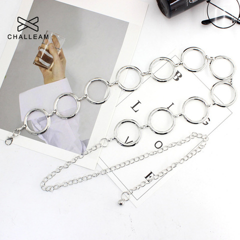 2022 New Arrival Silver Ring Chain Belt Fashion Elegant Gold Metal Female Round Alloy Women Circle Waist Dress Belts 393 ► Photo 1/6