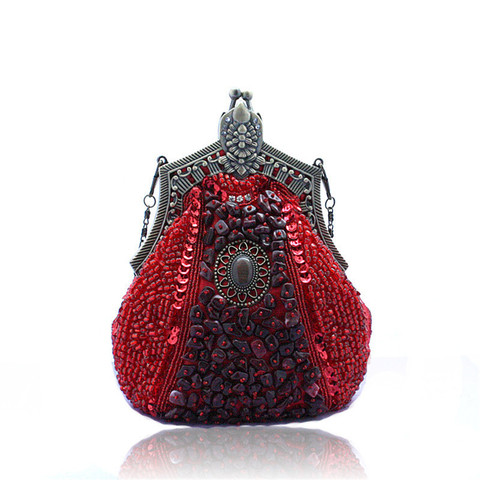 2022 Vintage Handmade Beaded boho Evening Bag Women Clutch Bag Delicate Banquet Bags Bride Wedding Party Purse ChainWY09 ► Photo 1/6