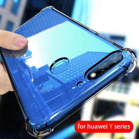 shockproof Airbag clear phone case on for huawei y9 y7 y6 y5 y3 prime 2022 2017 2022 ii y5 lite Transparent soft tpu back cover ► Photo 1/6