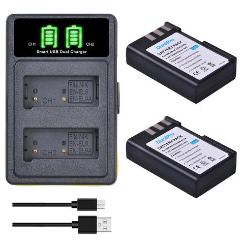 2pc 1800mAh EN-EL9 EN EL9 Battery Charger With Type C and USB Port Replacement For Nikon D40 D40X D60 D3000 D5000 Camera ► Photo 1/6