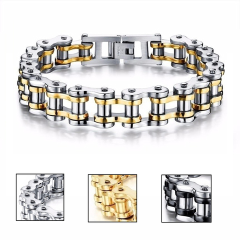 Stainless Steel Biker Chain Bracelet Mens Bracelet Link Chain Motorcycle Bicycle Style Bracelets Fashion Punk Bangles Jewelry ► Photo 1/6