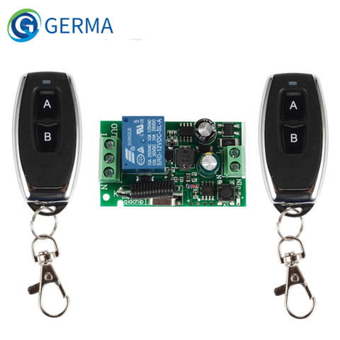 GERMA 433Mhz Universal Wireless Remote Control Switch AC 110V 220V 1CH RF Relay Receiver Module + RF 433Mhz Remote Transmitter ► Photo 1/6