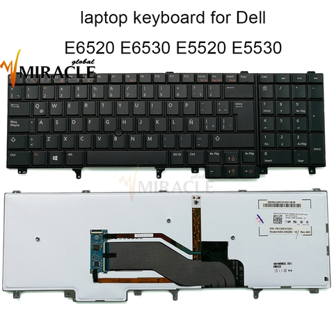 07T437 Backlight Keyboard for Dell Latitude E6520 E6530 E5520 E5530 LA Latin SP black KB Trackpoint 7T437 CN 07C554 7C554 real ► Photo 1/6