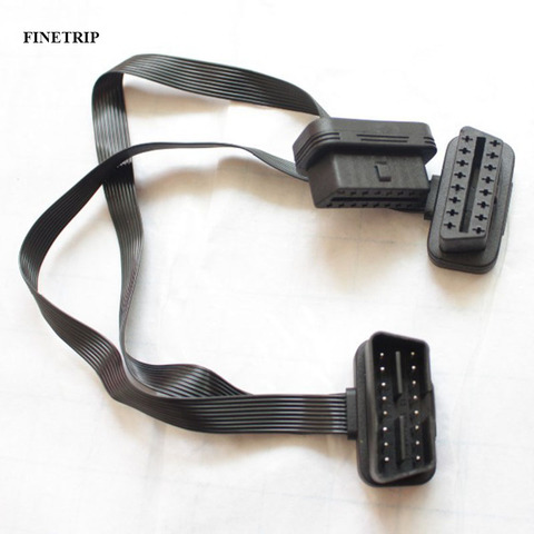 Factory 15% Off 16 Pin  OBDII OBD-II OBD 2 OBD2 Splitter Cable Flat Thin As Noodle ELM327 Male To dual Female Y Extension Cables ► Photo 1/2