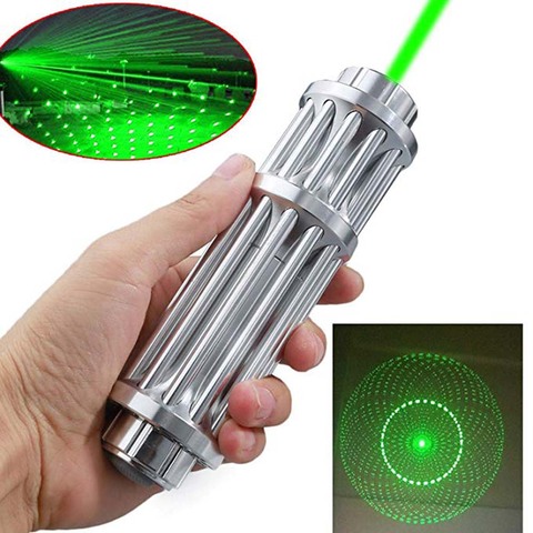 High Power Green Laser Pointer Silver 532nm 10000m Laser Pointer Pen Lazer Beam Light Focus Adjustable  Burning match laser pen ► Photo 1/6