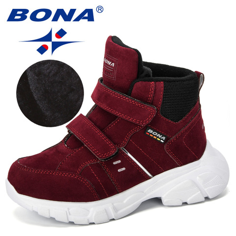 BONA New Designer Children Shoes Outdoor Flock Fashion Boots Students Sneakers Plus Velvet Warm Kids Snow Boots Comfortable ► Photo 1/6